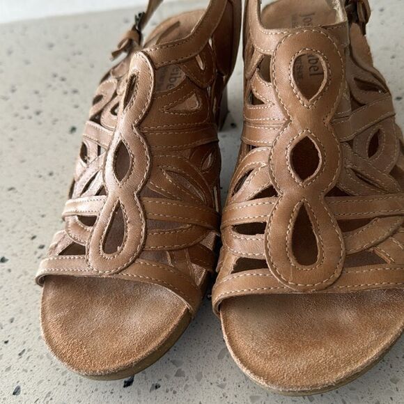 Josef Seibel Women's Ruth Tan Leather Cut Out Open Toe Comfy Sandals Size 40 EUC - Picture 10 of 12